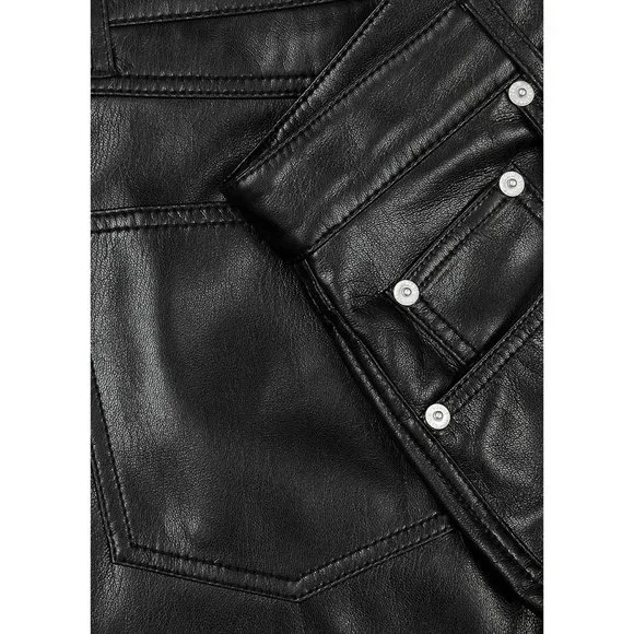 Nanushka Vinni Vegan Faux Leather Crop Straight Leg Trouser Pants - Picture 4 of 8